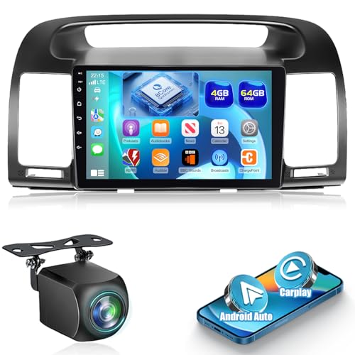 Qualcomm 8�R�A 4+64G ���W�I �g���^ �J���� 2000 2001 2002 2003 2004 2005 2006�AAndroid Camry �J�[�X�e���I - Carplay/Android Auto/Bluetooth 5.1/SWC/