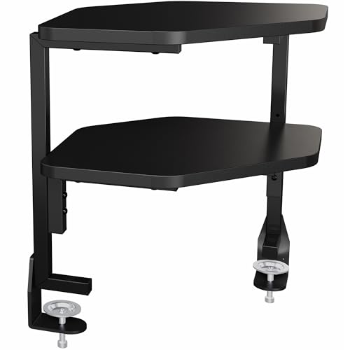 VIVO Corner Clamp-on 17 inch Above or Below Desk 2-Tier Shelving Unit for Table Accessories, Gaming...