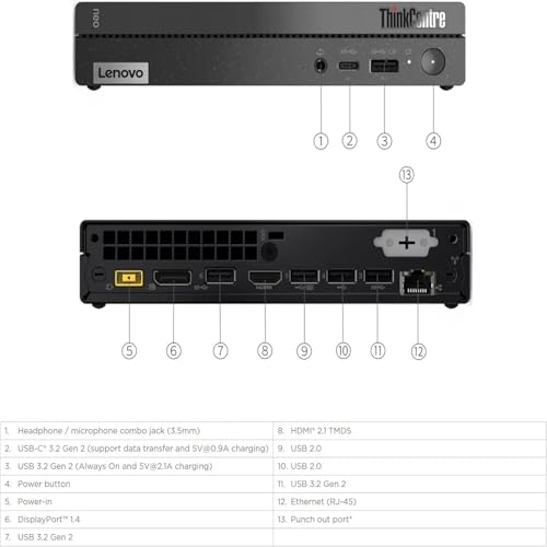 Image of Lenovo ThinkCentre Neo 50q Gen4 1L Mini PC | Intel 12th Gen CPU (6Cores, Up to 4.4GHz) | 16GB RAM, 512GB SSD | Windows 11 | WiFi 6, RJ45 | UHD Graphics | Dual 4K Display Support