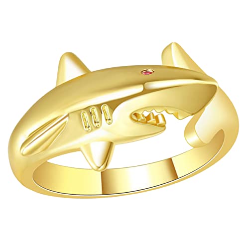 ODHLMFQ Shark Open Adjustable Statement Finger Ring Women Teen Unique for Everyday Wear and Special Occasions