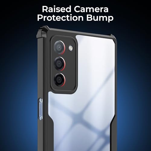 Image of A rtistque Clear Hard Transparent Acrylic Armor Back Cover Case for Oppo A55 5G | Shockproof TPU Edge Protection | Slim Protective Design | Oppo A55 Back Cover - Black