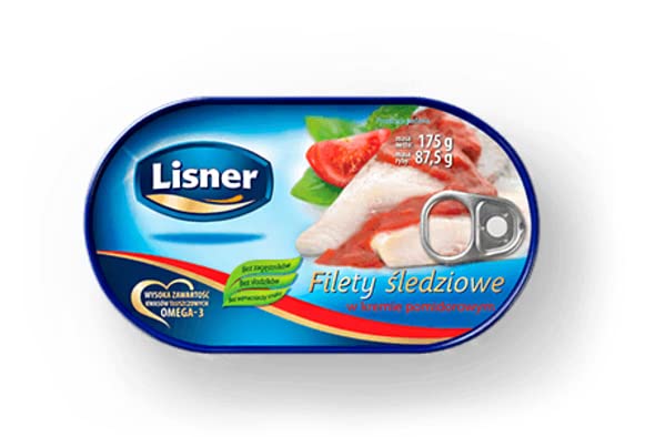 175 G FILETE DE ARENQUE EN SALSA DE TOMATE LISNER - CAJA DE 12 UNDS