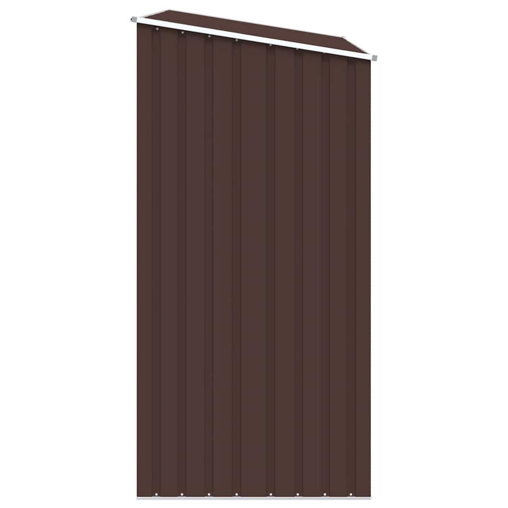 Garten Brennholzlager Geräteschuppen aus verzinktem Stahl Braun 245x98x159 cm mit schrägem Dach und großzügigem Stauraum für Gartenhaus, Gerätehaus, Werkzeug und Fahrräder