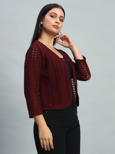 Image of NATURE CRAFT Cotton Shrug, Round neck Shrug, 3 /4 Sleeve Shrug, Shrug for Women, Shrug for Girls, Shrug, Women Shrug