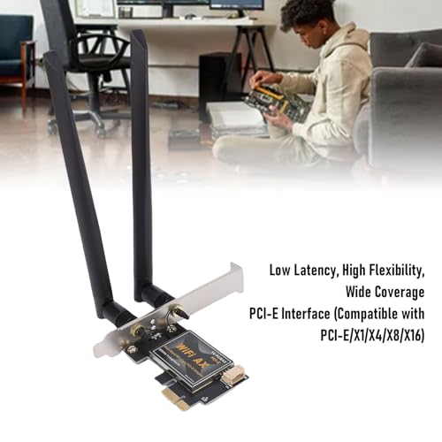 Tarjeta WiFi 6 PCIe para PC de Escritorio, Adaptador Inalámbrico de Banda Dual 2.4GHz 5GHz, Bluetooth 5.4, NGFF M.2, con Doble Antena 8dBi, Cifrado WPA3 miniatura 3