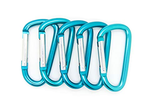 3" Aluminum Carabiner D Shape Buckle Pack, Keychain Clip, Spring Snap Key Chain Clip Hook Buckle (Teal 3" (100 Pack)) #TOP3