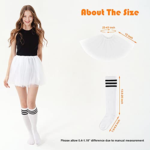 Simplicity 80S Costume Accessories Set White Tutu For Women With Long Socks Adult Women Tutus Skirt Suits 4 Layered Ballerina Tutu Reveal Costume, White #TOP3