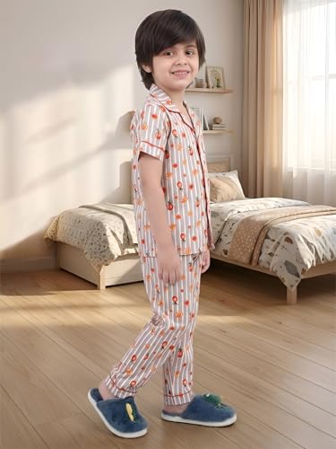 Image of POLKA TOTS 100% Pure Cotton Half Sleeve Night Suit for Kids, Girls & Boys | Cotton Pyjama Set | Unisex Night Dress for Children | Night Suit for Girls |Sleepwear for Kids | Winter Night Dress for Boys