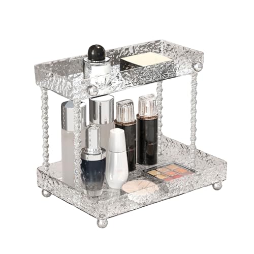 Bathroom Sink Organizer, 2 Tier Makeup Organiser, Vanity Organiser, Cosmetics Organiser Shelf, Vanity Trays for bathroom organizers and storage for Cosmetics, Toiletries, Lotions, Perfumes, Clear