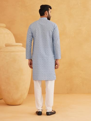 Image of SOJANYA (Since 1958 Men's Cotton Linen Foil Printed Kurta and White Pyjama Set