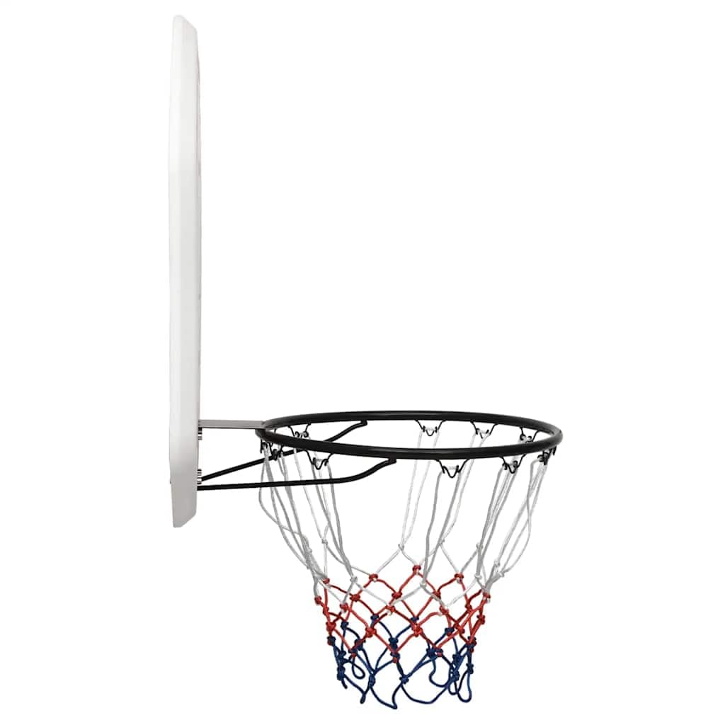 Tavola da basket in polietilene, 109 x 71 x 3 cm, canestro da basket bianco con anello in acciaio e rete in nylon resistente alle intemperie, adatto per montaggio a parete e interni ed esterni