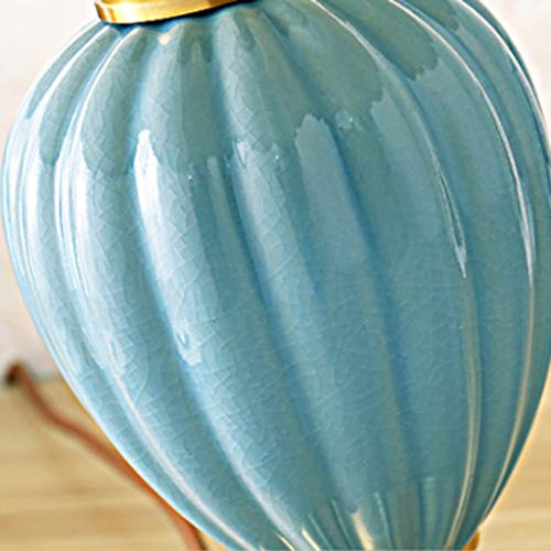 UXZDX CUJUX Modern Table Lamps Coastal Ceramic Sky Blue Glaze Fabric Drum Shade for Living Room Family Bedroom - Image 5