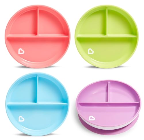 Image of Munchkin® Stay Put™ Divided Section Toddler Plates, Colors May Vary