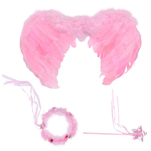 KESYOO 3 Pcs Halloween Traje Do Anjo Cosplay Asas de Anjo Estrela Fada Varinha Anjo Halo Headband Fe