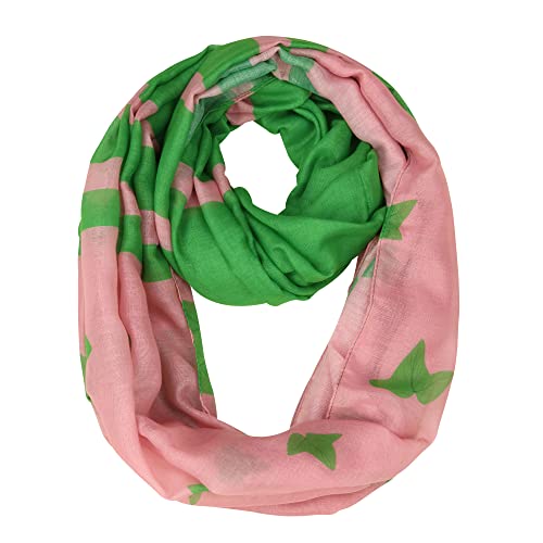 Oversized Lighweight Pink and Green Ivy Infinity Scarf
