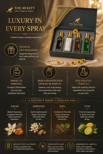 Image of Perfume Gift Set for Men & Women | Long Lasting Extrait De Parfum Collection | Crush, Embossed, Bosss & Star Fragrances | Premium Daily Wear Perfume | Pack of 4 x 20ml (80ml Total)