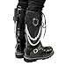 youxiaoyou Men's Mid-Calf Boots Metal Chain Retro Fashion Shoes Winter Lace Up Shoes Size 8.5 Black
