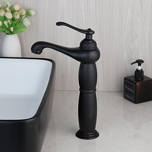 Grifo de lavabo alto para evitar salpicaduras con monomando negro 2