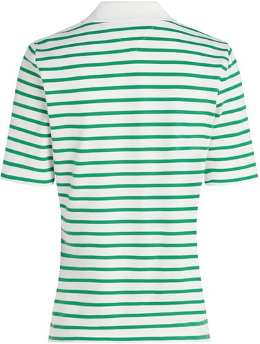 Tommy Hilfiger Damen Poloshirt Kurzarm Regular Fit, Mehrfarbig (Ecru/Radiant Green STP), XS 4