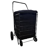 MegaCart Fold-Up Collapsible Folding Grocery Laundry Shopping Utility Cart by SCF (Black) with Liner