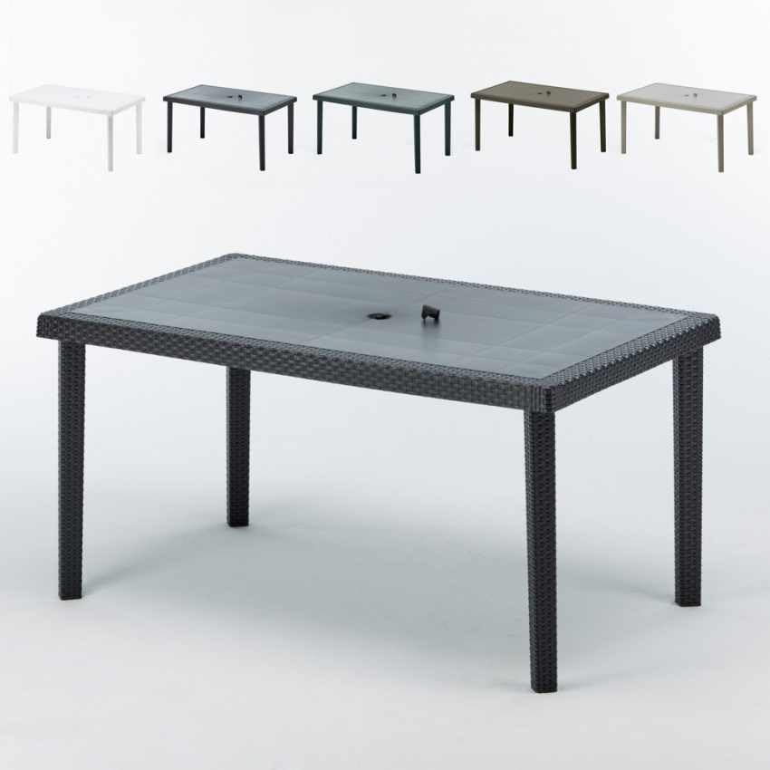 Produce Shop Tavolo Poly Rattan Rettangolare 150x90 Grand Soleil Boheme - Nero