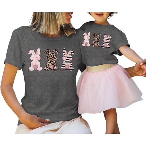 Image of CM C&M WODRO Family Matching Easter Outfits Women Toddler Kid Girl Easter Shirt Mommy and Me Bunny T-Shirt Short Sleeve Top