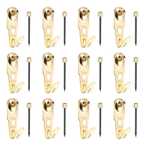 Image of 30 Pcs 30 LB Metal Picture Hanging Hooks Wall Mount Picture Hangers Heavy Duty Photo Frame Hangers Photo Hanging Hardware Multipurpose Painting Hang Hooks with 30 Pcs Nails