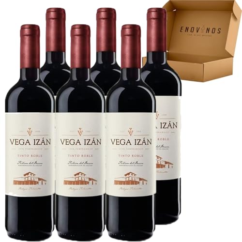 Vega Izán Roble - Vino Tinto D.O. Ribera del Duero 100% Tempranillo - Medalla de Oro Vinespaña - Pack de 6 Botellas x 75cl con Caja Reforzada - Mejor Selección ENOVINOS