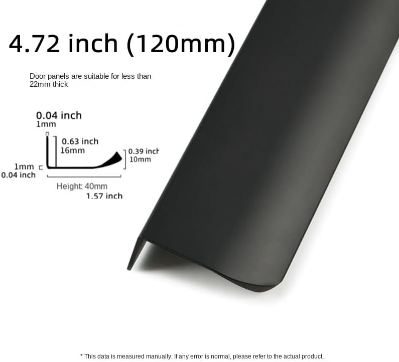 4 Pack Finger Pulls for Cabinets Finger Handles Drawer Edge Tab Pull, Modern Dresser Long Concealed Handles Kitchen Cabinet Hardware (4.72"(120mm),Black) - Image 2