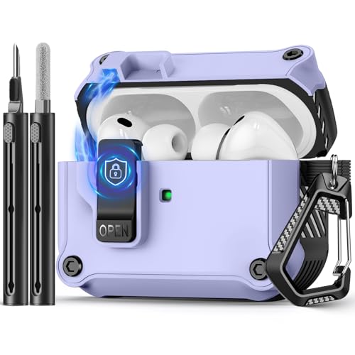 Image of Pohgelan Compatible with AirPods Pro 3 Case (Purple) | Magnetic Automatic Lock with Cleaning Kit,Compatible with Magsafe