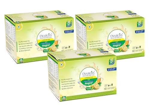 Image of Diabliss Herbal Wellness Lemon Tea - Low GI Instant Tea with 17 Herbs & Spices | Natural Lemon Flavour | Glucose-Friendly Drink for Daily Wellness | Trusted by Consumers in 3 Continents | 300g Sachet Box - Combo Pack Of 3 (90 Sachets)