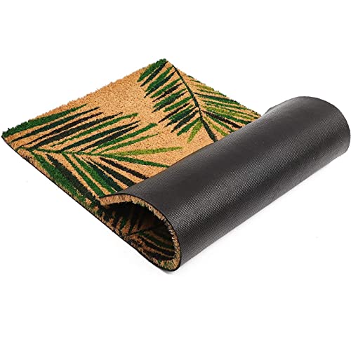 Juvale Door Mat - 30 x 17 in, Brown, Tropical Style - Outdoor Coir Doormat for Front Door - Dirt-Scraping Welcome Mat