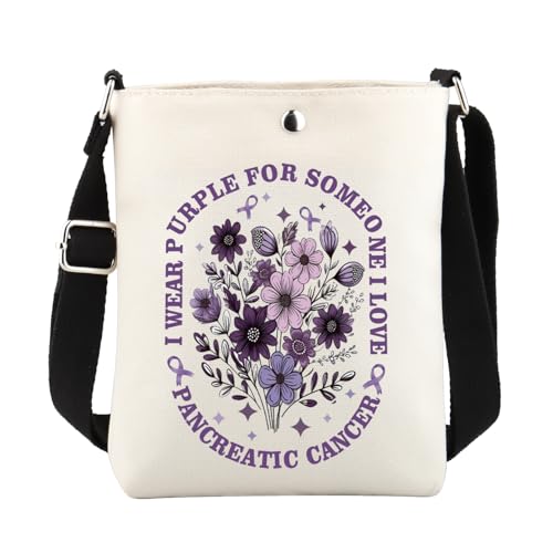 ENSIANTH Pancreatic Cancer Awareness Crossbody Bag Cancer Survivor Gifts Pancreatic Cancer Support Gifts Sling Bucket Purse (25625 pancreatic cancer c)