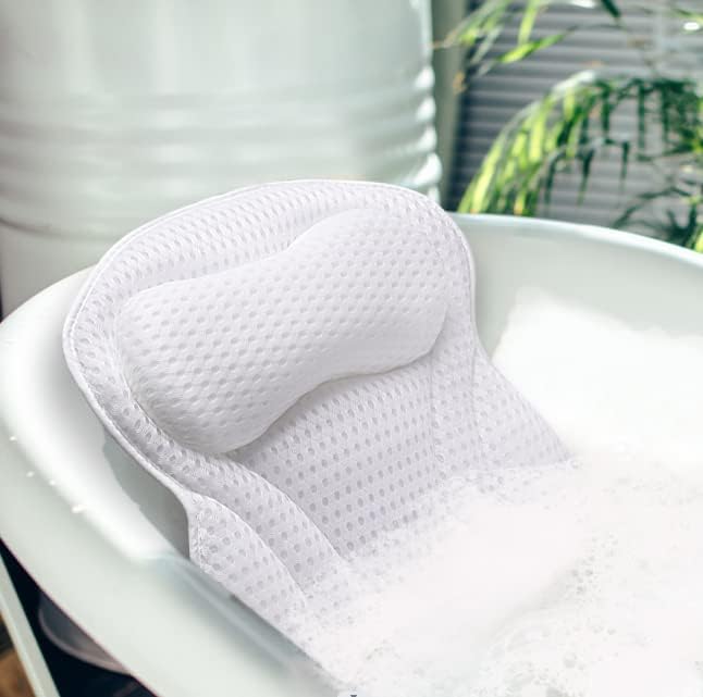 Bath Tub Pillow With Strong Suction Cups - Comfortable 3D AirMesh - View #3
