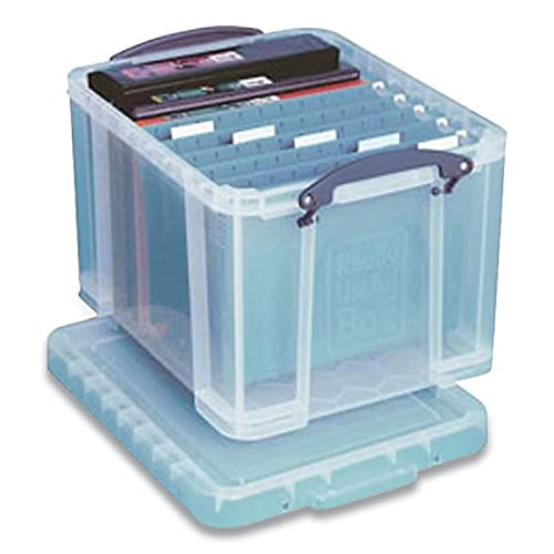 Really Useful Box Stackable File Box, Legal Files, 14.5 X 18.5 X 12.75, Clear/Blue Accents