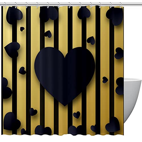 Rideau de douche Saint-Valentin cœurs rayés 183 cm, accessoire de douche design et étanche - 2
