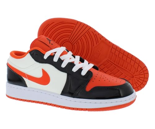 Image of Nike Air Jordan 1 Low SE GS Boys Shoes Size 4.5, Color: Team Orange /Black /Sail
