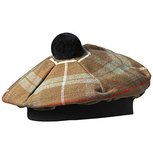 Image of Scottish Tam O' Shanter Hat Tartan Bonnet Pom Pom Wool Flat Cap One Size