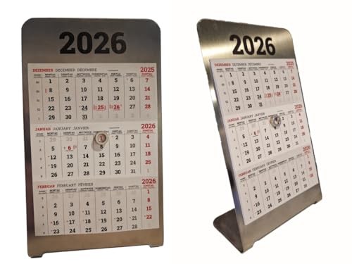 Calendario de mesa de tres meses magnético 2026 organizador trimestral metálico de sobremesa