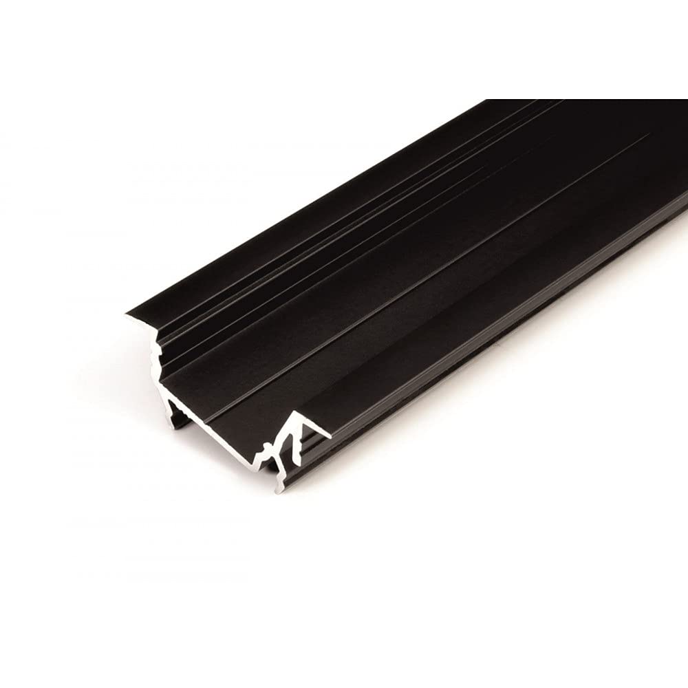 Marc Led Ltd Black 1M / 1000Mm Recessed T1d Led Profile (Anodized, ), Set With Cover - Transparent, No End Caps