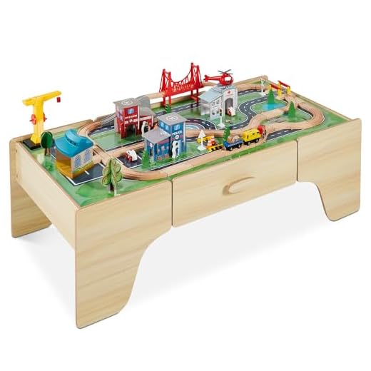 Best Choice Products 35-Piece Train Table, Large Multipurpose Wooden Toy Activity Playset for Children w/Tracks, Accessories, Reversible Table Top