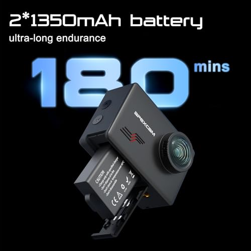 Apexcam M80pro mit 64G Karte Action Cam 4K60FPS 64MP WLAN Sportskamera Unterwasserkamera 40m Wasserdicht 170 ° Weitwinkel 2.4G Fernbedienung 2x1350mAh Akkus mit Zubehör Halterungs-Set