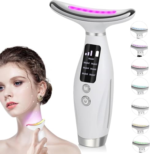 Image of KIMEE 2025 Style - Face Massager Electric, Anti Ageing Device, 7 in 1 Multi-Function Facial Massager and 45±5C Heat, Electric Neck Face Lifting Massager, for Skin Care,Smoothing Wrinkles,Firming Skin and Neck Lifting (White) (7 IN 1)