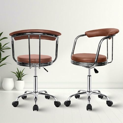 Image of ROSE Kiya Height Adjustable & Revolving Bar Stool /Kitchen Chair Suitable for Kitchen, Cafeteria, Dining, Office,Shops (2, Brown, Barstool Revolving)