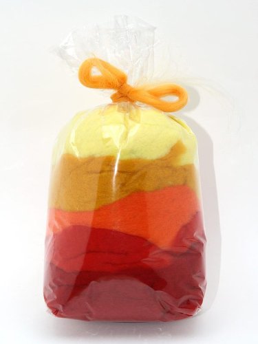 trolle-und-wolle Filzwolle/Bunt, gemischte Märchenwolle im Vlies in Gelb-Rot-Mix Cover