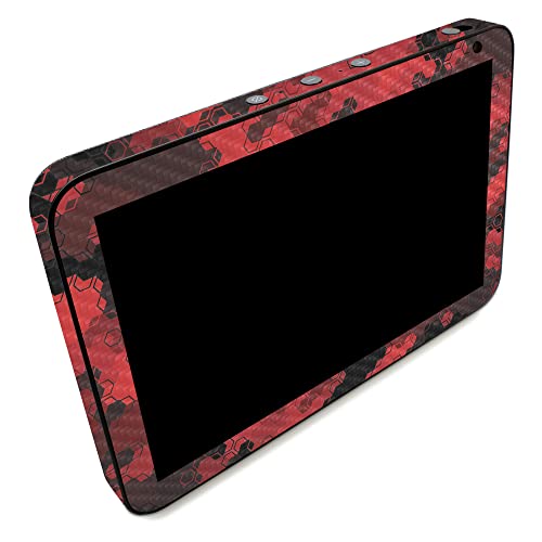 Image of MightySkins Carbon Fiber Skin Compatible with Amazon Echo Show 8 (Gen 2) - Red Hexa Camo | Protective, Durable Textured Carbon Fiber Finish | Easy to Apply | Made in The USA