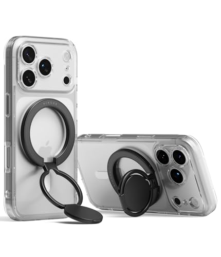 Image of Ringke Dual Magnetic Smart Holder Compatible with MagSafe Accessories [3 Tier Foldable Stand] Slim Adjustable Double-Sided Magnetic Kickstand with Grip Holder - Black
