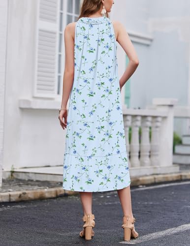 Image of Ekouaer 2 Pack Nightgowns for Women Sleeveless Long Night Gowns Victorian Nightdress with Pockets Soft Ladies Gown