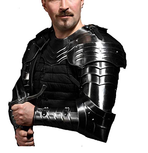 NAUTICALMART Plate Armor LARP Fantasy Medieval Costume Steel Armour with Shoulders Gothic Gorget