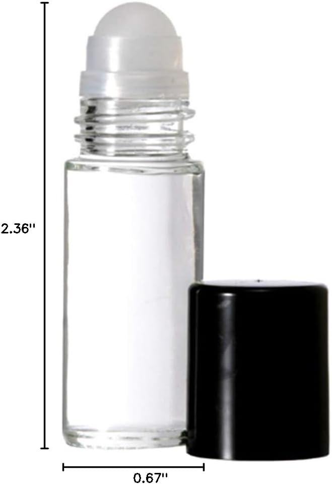 The Parfumerie 5 ml. Glass Roll on Bottle. Perfect for Essential Oils Aromatherapy, Perfume and Cologne. Plastic Roller. Pipettes Included (24 Bottles, Clear)